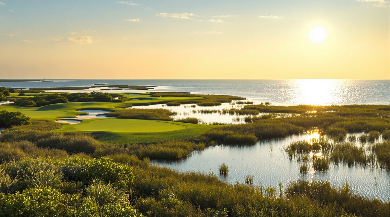 Barrier-island golf landscape with the Indian River Lagoon in the background